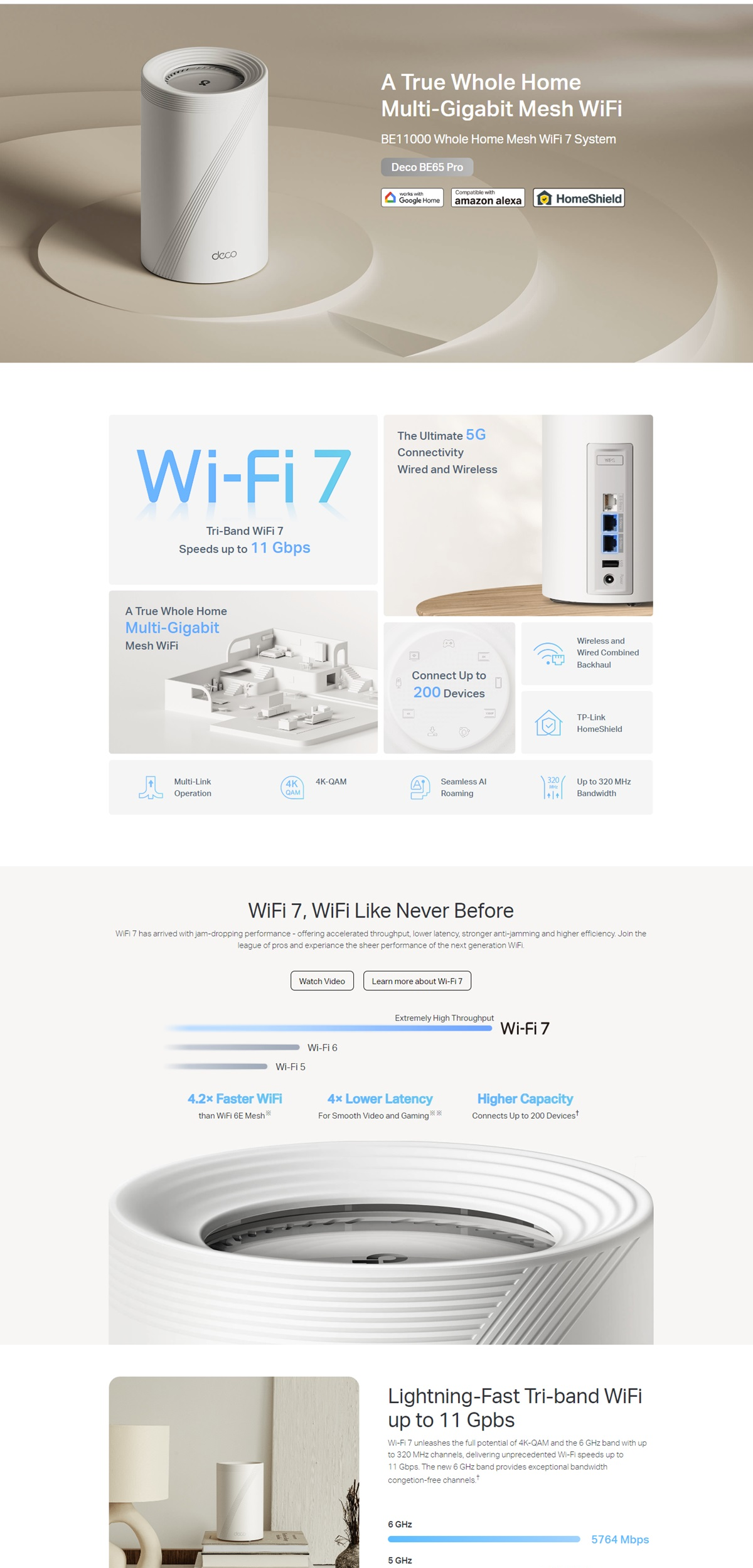 TP-Link Deco BE65 Pro(3-pack) BE11000 Whole Home Mesh WiFi 7 System, 688 Mbps at 2.4 GHz + 4320 Mbps at 5 GHz + 5760 Mbps at 6 GHz 1 16070c4ceb9f0085 1