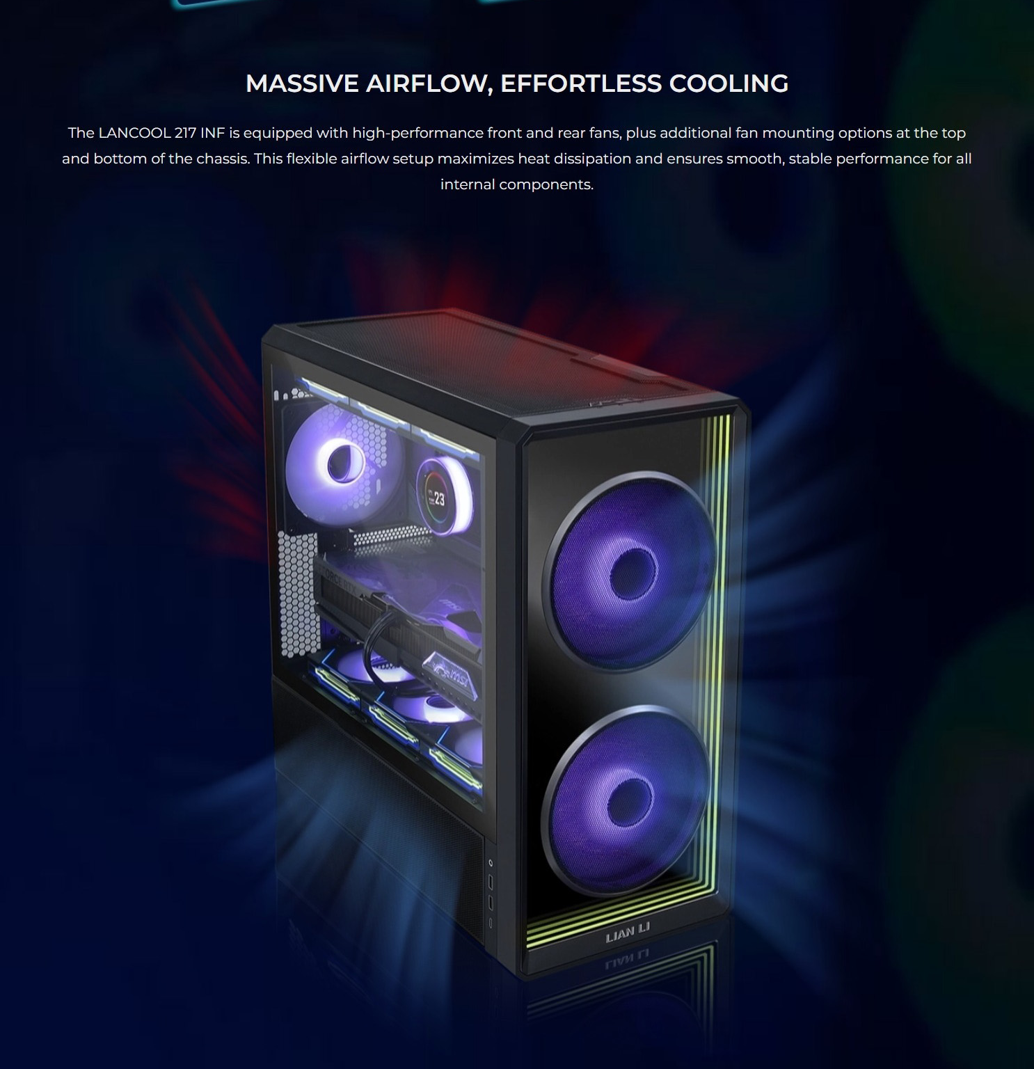 Lian Li PC-LAN217INFX, LANCOOL 217 Infinity Mirror Case, Tempered Glass, Drive Bays: 1×3.5″ HDD+1×2.5″ SSD (or 1x3.5″ HDD / 2×2.5″ SSD), Expansion Slot: 7, Fan: 140mm ARGB, Motherboard Support: ATX / Micro-ATX / Mini-ITX, 1 Year Warranty 4 230624cfd7063ab9 4