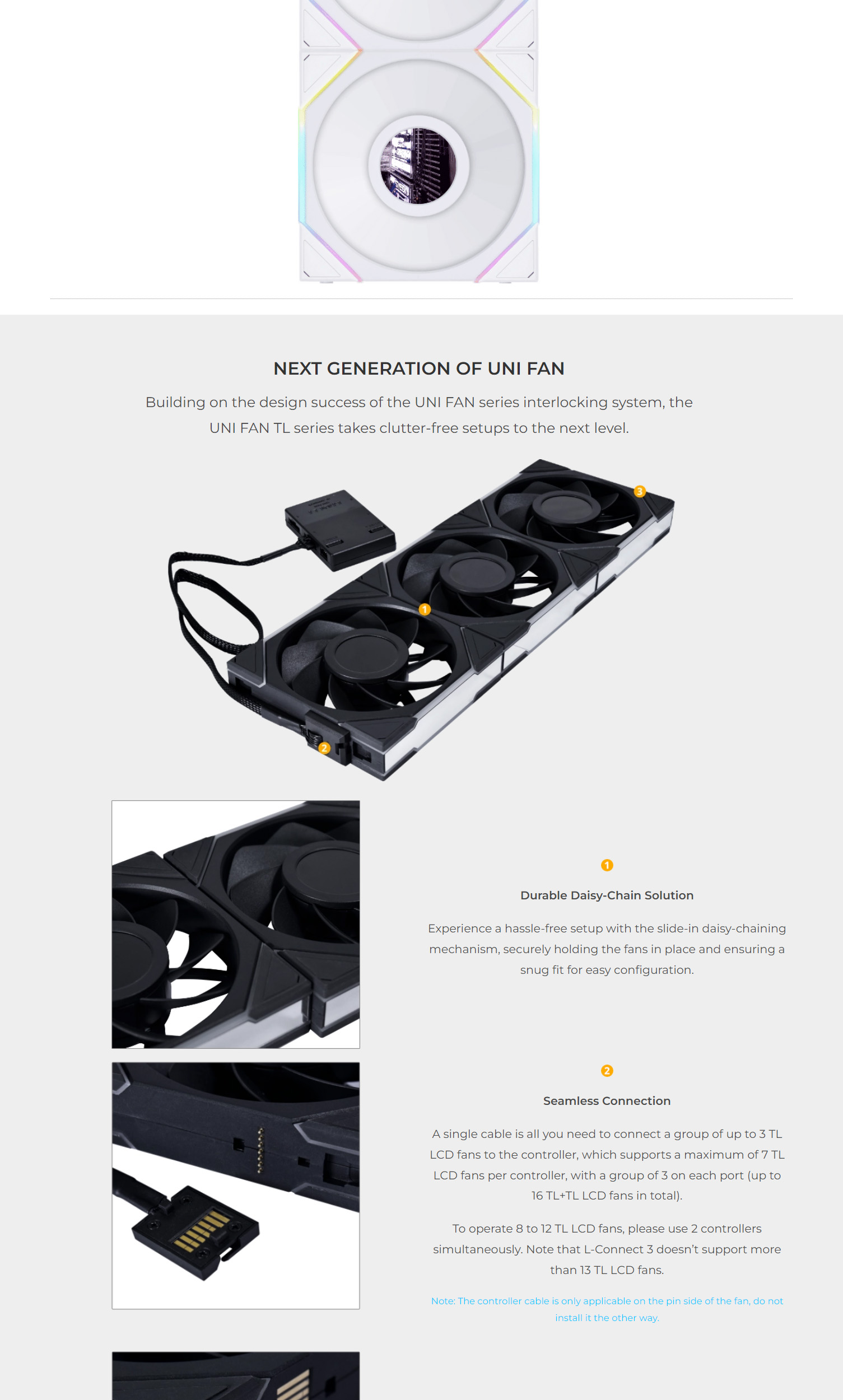 Lian Li 12TLLCD1B, UNI Fan TL LCD, Size: 120mm, PWM, Airflow: 62CFM, Noise: 27dBA, ARGB, Black, 3 Year Warranty 3 30202f8d6cd80548 3