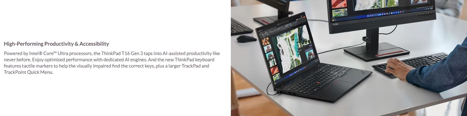LENOVO ThinkPad T16 G4 16' WUXGA TOUCH IR AMD R7-350 32GB DDR5 512GB SSD Radeon 860M GPU Windows 11 Pro NPU 50 TOPS 3yr PREM 1.8kg 1 420ebf9aae31c73d