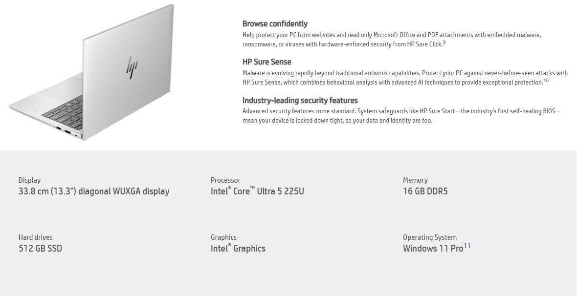 HP EliteBook 6 G1i 13" WUXGA Laptop - Intel Ultra 5-225U 16GB RAM 512GB SSD Windows 11 Pro 3 63f6325f91281472