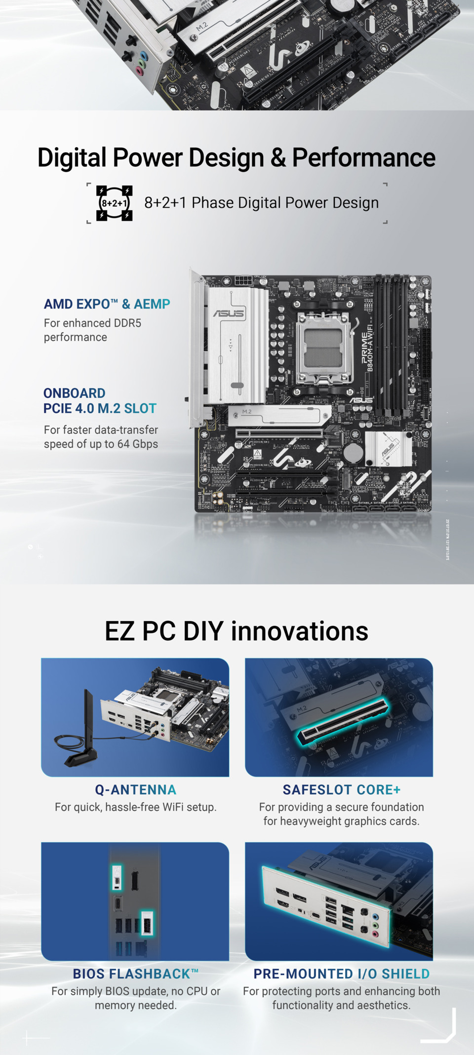 Asus PRIME B840M-A WIFI-CSM AM5 mATX motherboard 5 8b3425372d205e48 2