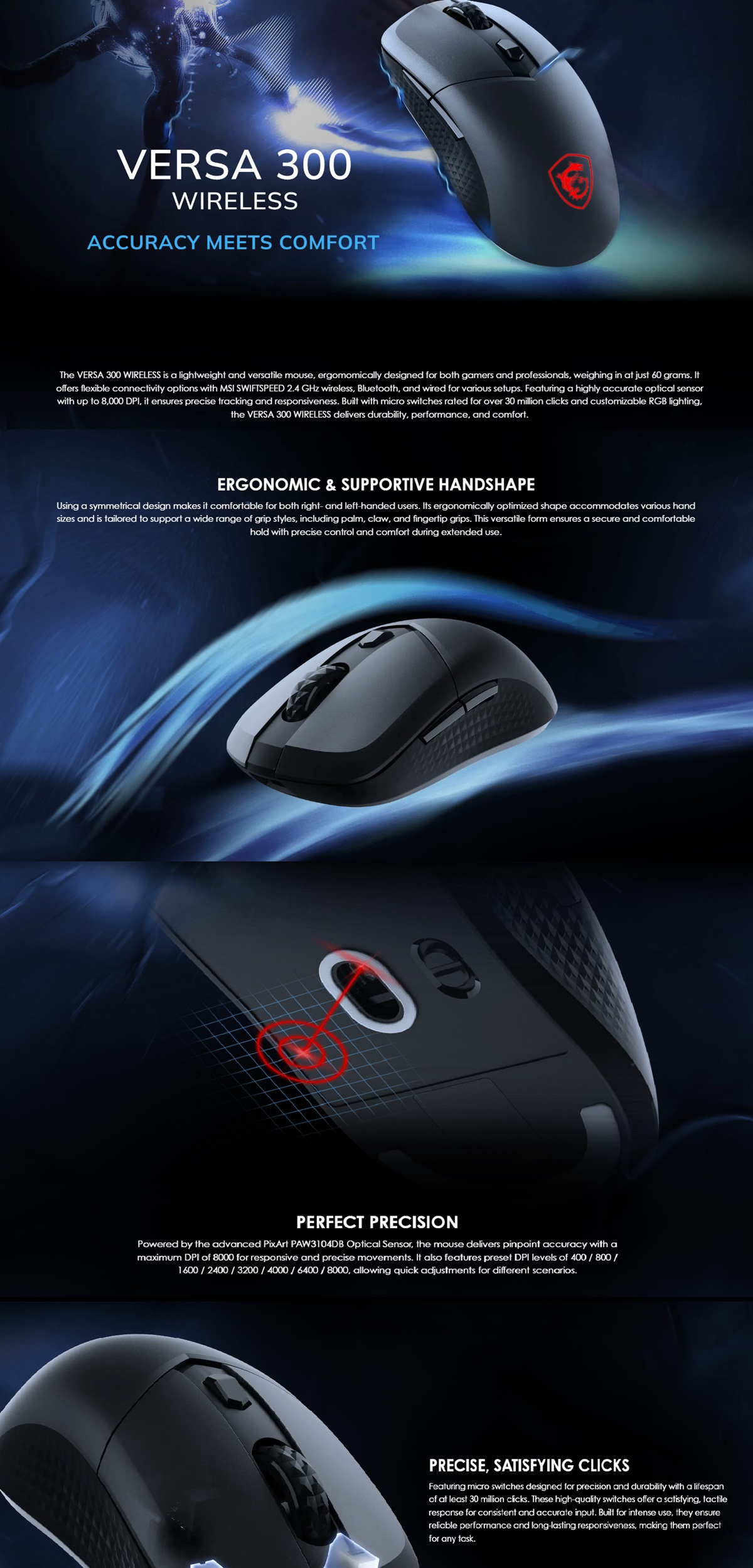 MSI VERSA 300, Wireless Gaming Mouse, 1 Year Warranty 1 92dd8aa85af157f0 1