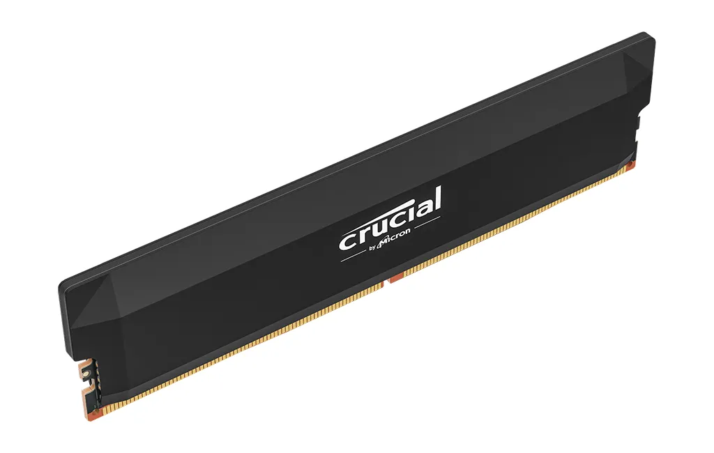 *Limits Apply, contact your AM* Crucial CP16G64C38U5B, Pro, UDIMM, DDR5, 16GB (1x16GB), 6400MHz, CL38, 1,35V, Black Heat Spreader Support Intel XMP AMD Ryzen for Desktop PC Gaming, Limited Lifetime Warranty 1 Product Image