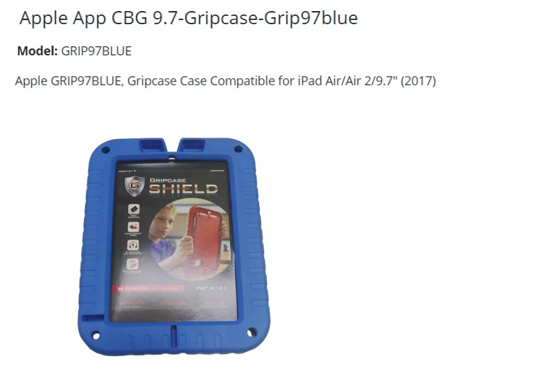 Apple GRIP97BLUE, Gripcase Case Compatible for iPad Air/Air 2/9.7" (2017) 1 c44725304d9891ce